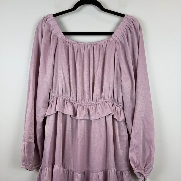 Andree By Unit Midi Dress Womens Large Purple Tiered Ruffled Puff Sleeve Cottage - Picture 7 of 9